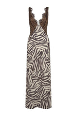 Angeline Lace And Chiffon Maxi Dress - Abstract Zebra Print — packshot