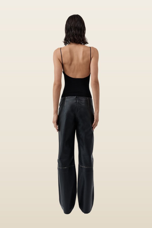 Brushed Leather Pants — model back