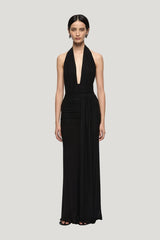 Cassis Drape Maxi Dress — model front