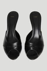 Cave Mule in Black Creased Leather — extra