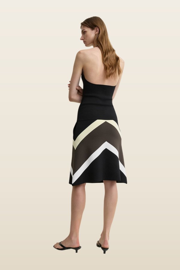 Chevron stripe skirt — model back