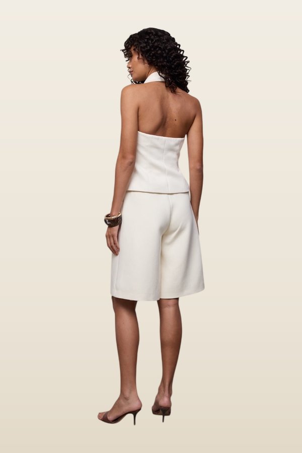 Cotton Mix Long Line Shorts — model back