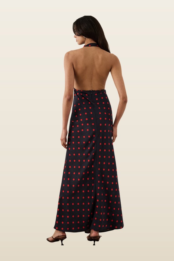 Cowl Halter Maxi Dress — model back
