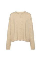 Cozy Knit Boxy Cardigan | Heather Oat — packshot