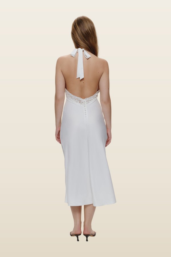 Darcy Satin Midi Dress - Sleepy Angel — model back