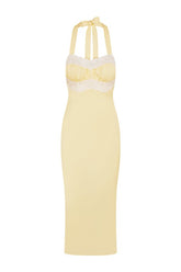 Darcy Satin Midi Dress - Whipped Butter — packshot