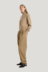 Daria - Single pleat tapered trousers | heritage stripe — model side