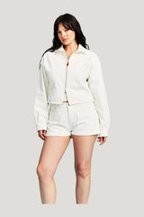 Denim Mini Shorts — model front