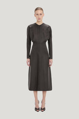 Dolman Midi Dress In Dark Grey Melange — model front