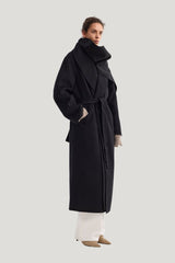 Signature double-faced scarf coat with belt — model side