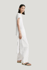 Drawstring cotton trousers — model side