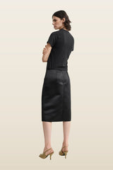 Duchess satin pencil skirt — model back