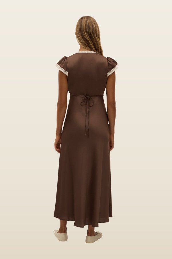 Elvira Midi Dress Chocolate Lace — model back