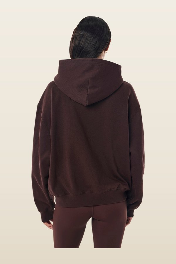 Established Zip Thru Hoodie In Mahogany — model back
