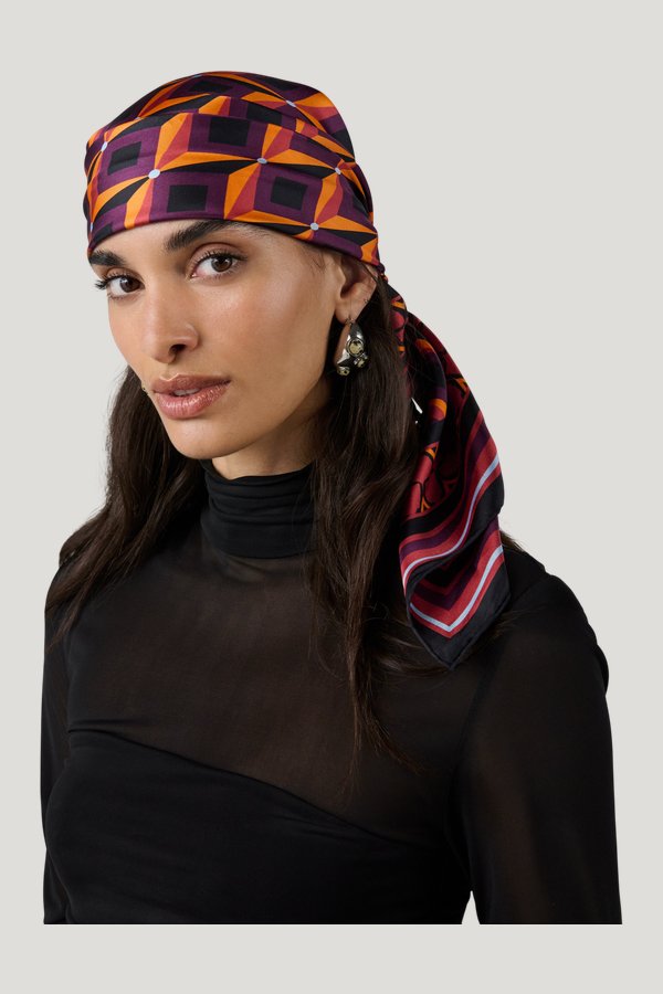 Flag Silk Scarf — model side