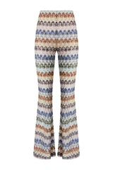 Flare viscose lamé trousers with lace motif — packshot