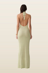 Hayley Halter Knit Maxi Dress — model back