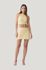 Juliana Cupro Mini Skirt - Butter — model front