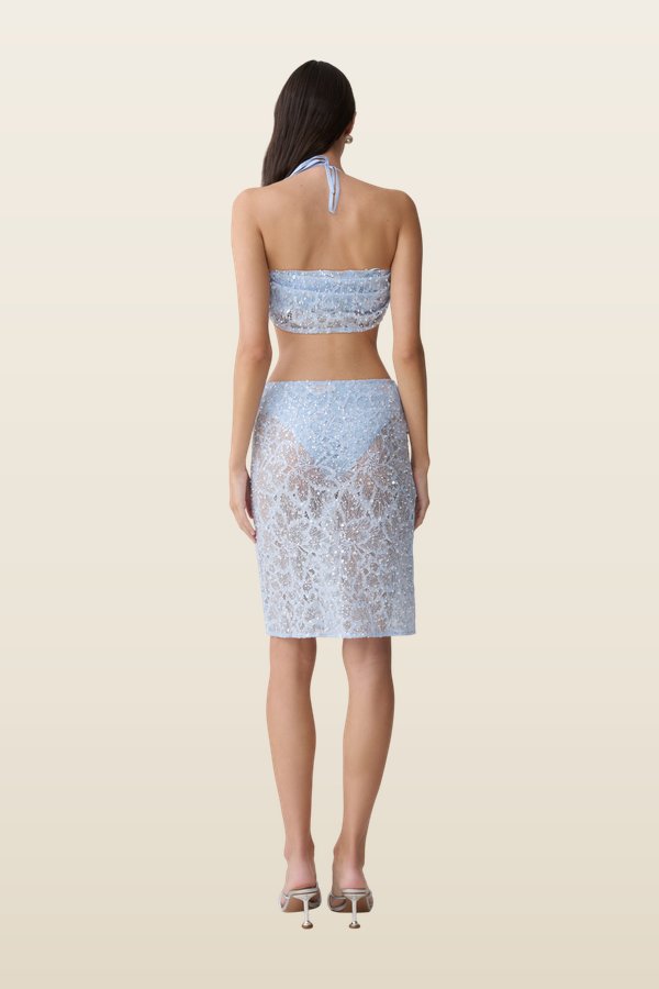 Kiara Pearl Beaded Cowl Crop Top — carry 4