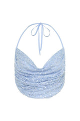 Kiara Pearl Beaded Cowl Crop Top — packshot