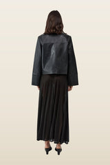 Leather Minimal Jacket — model back