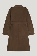 'Versailles' Limited Edition Faux Leather Signature Belted Trench Coat — model front