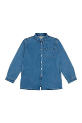 Long Sleeve Denim Romper - Medium Wash — packshot