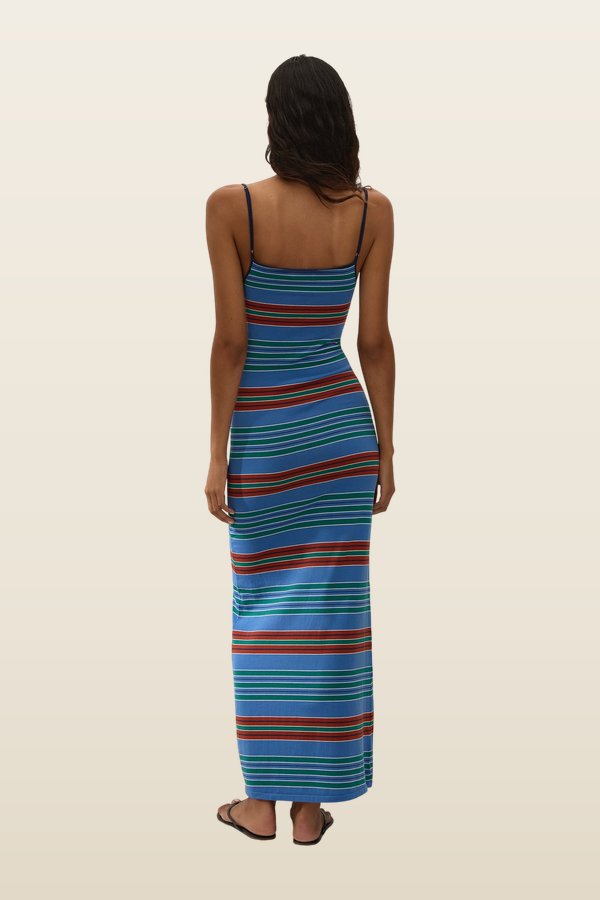 Lucy Maxi Dress Juan Stripe — model back