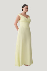 Mabel Off Shoulder Chiffon Maxi Dress — model side