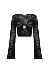 Mania Crochet Long Sleeve Cropped Top — packshot