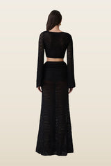 Mania Crochet Maxi Skirt With Hardware — model back