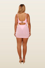 Mesh Ruched Coverup Skirt in Baby — model back