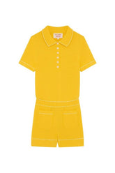 Knit playsuit with polo collar — packshot