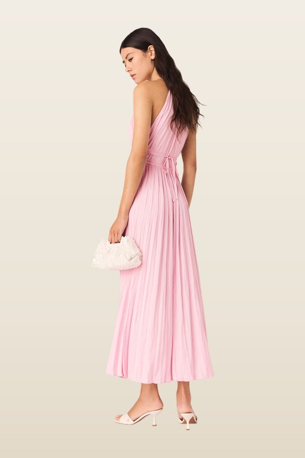 Pleated maxi dress — model back