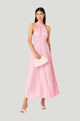 Pleated maxi dress — model side