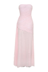 Monet Strapless Ruched Mesh Maxi Dress - Ballet — packshot