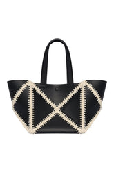 Origami Tote Mini - Alt-Nappa crochet tote - Black/Crème — packshot