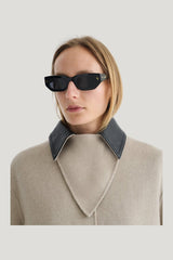 Jada - Regenerated leather jacket - Stone/Black — model side