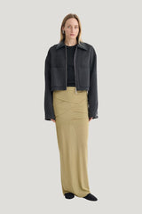 Phebe - Cropped jacket - Grey Melange/Black — model front
