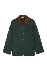 NY Crest Nylon Quilted Jacket - Forest/Tan — packshot