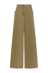 Coated cotton bull denim trousers - KAKI — packshot