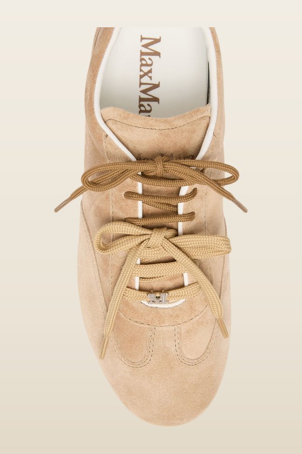 Flat split-leather trainers — model back