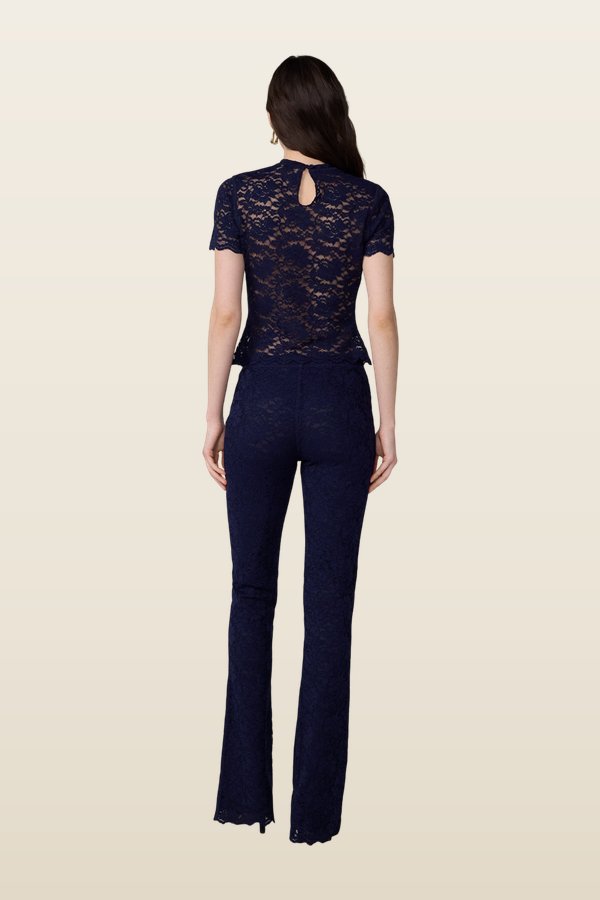Perfect Short Sleeve Lace Top — model back