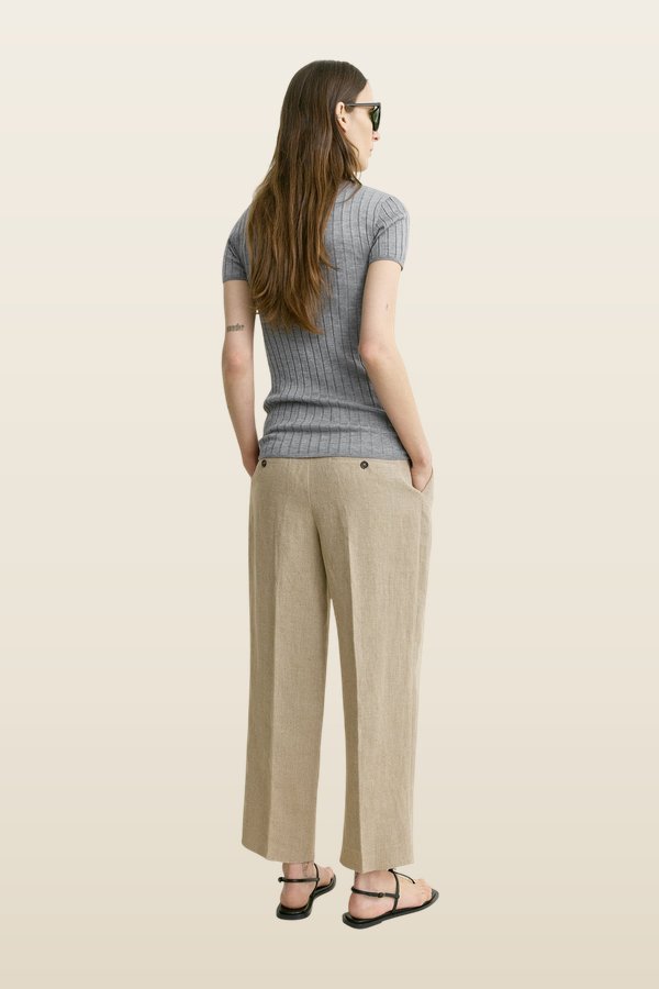 Ribbed cashmere silk polo grey melange — carry 4