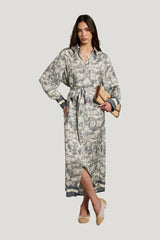 Riviera Shirt Dress (Vintage Chateau Steel — model front