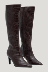Sarah Faux Leather Crocodile Boot — model front