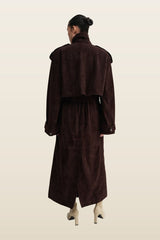 Sienna Suede Trench Coat, — model back