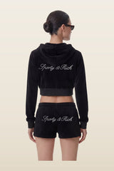 Signature Logo Krystal Zip Hoodie - Black/Crystal — model back