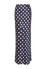 Silk Maxi Skirt (Navy Polka Dot) — packshot