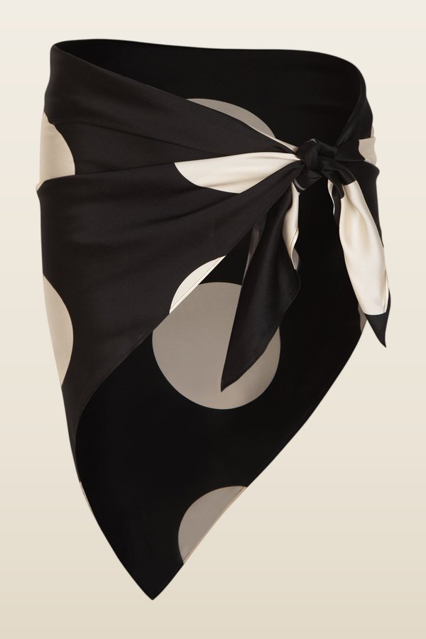 Silk Scarf (Black Polka Dot) — model back